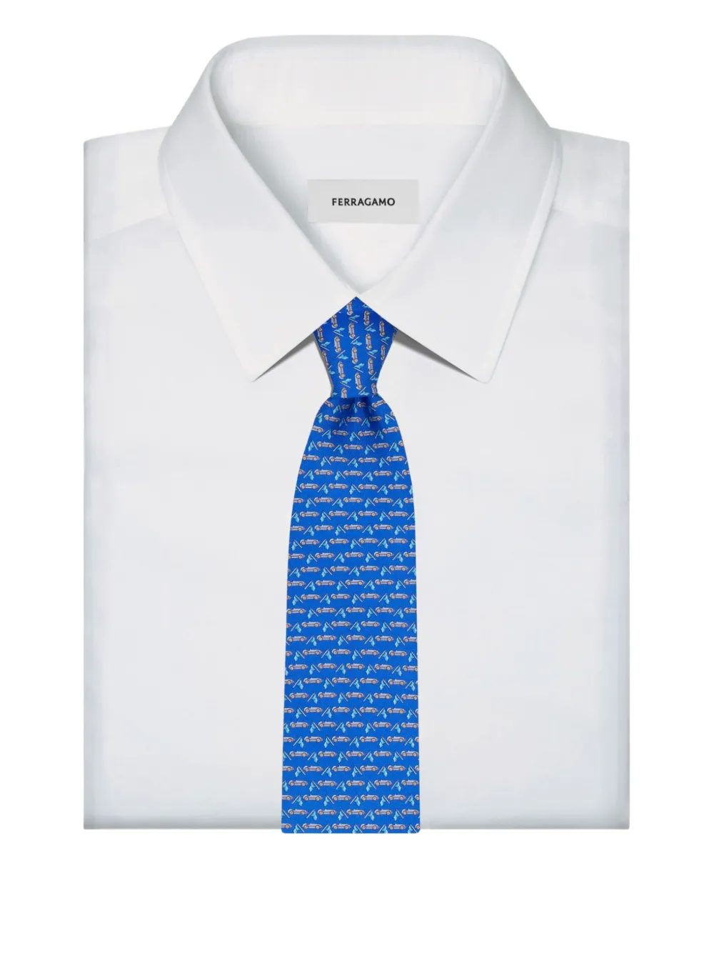 Ferragamo Zijden stropdas met print Blauw