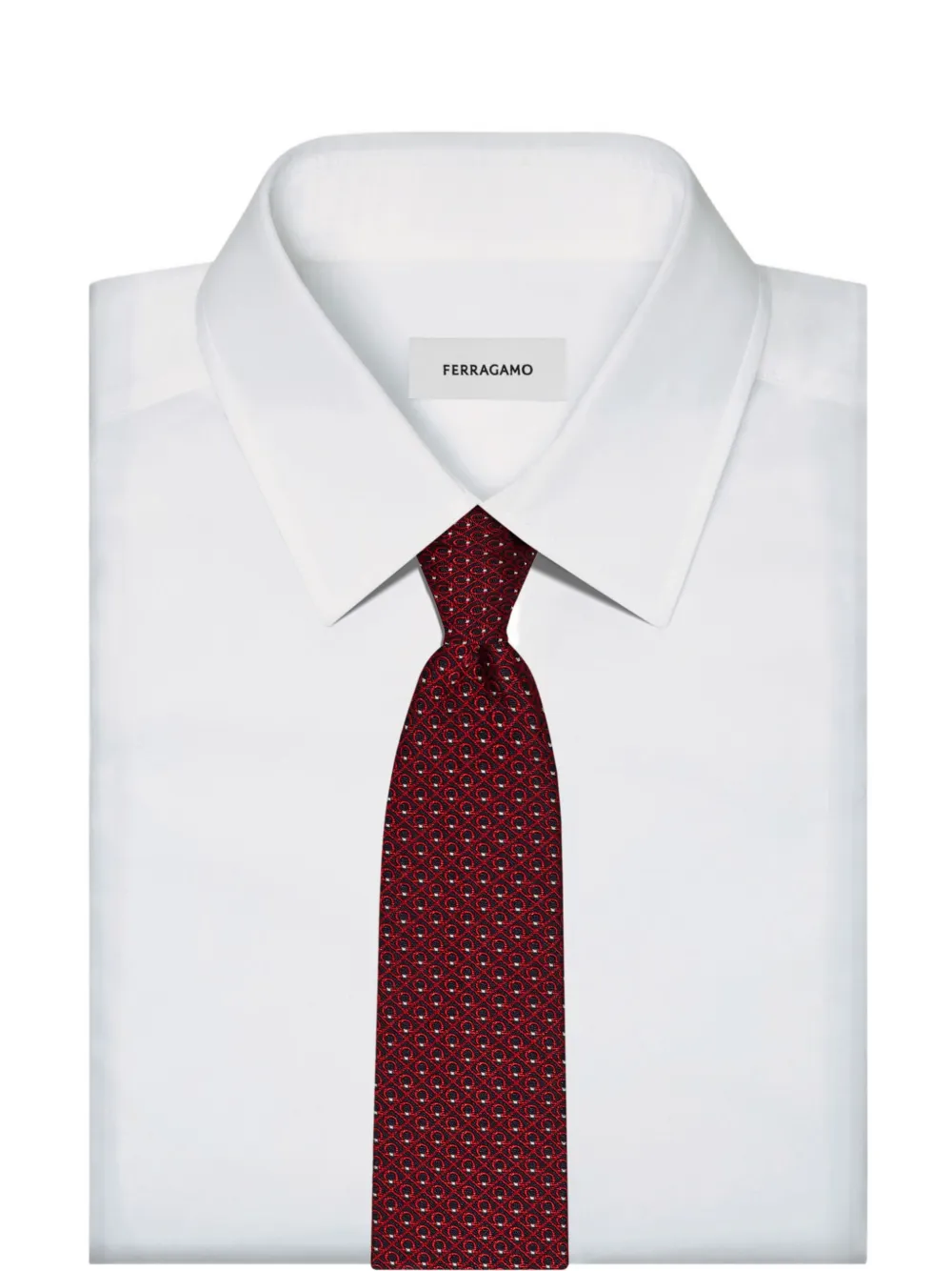 Ferragamo Geometric Jacquard Tie In Red