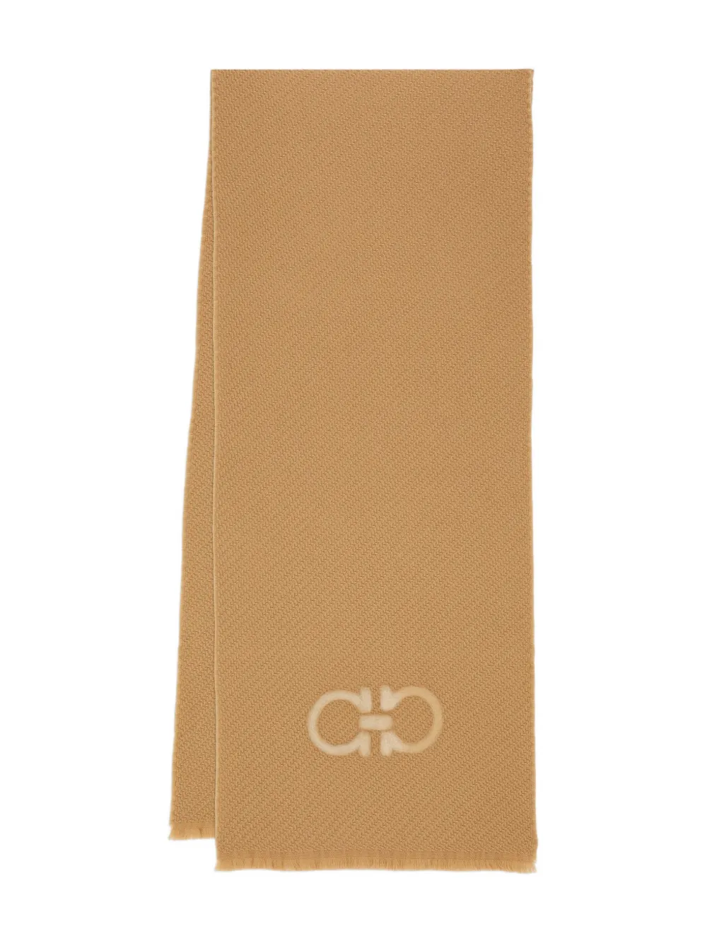 Ferragamo Gancini-motif Wool Scarf In Neutral