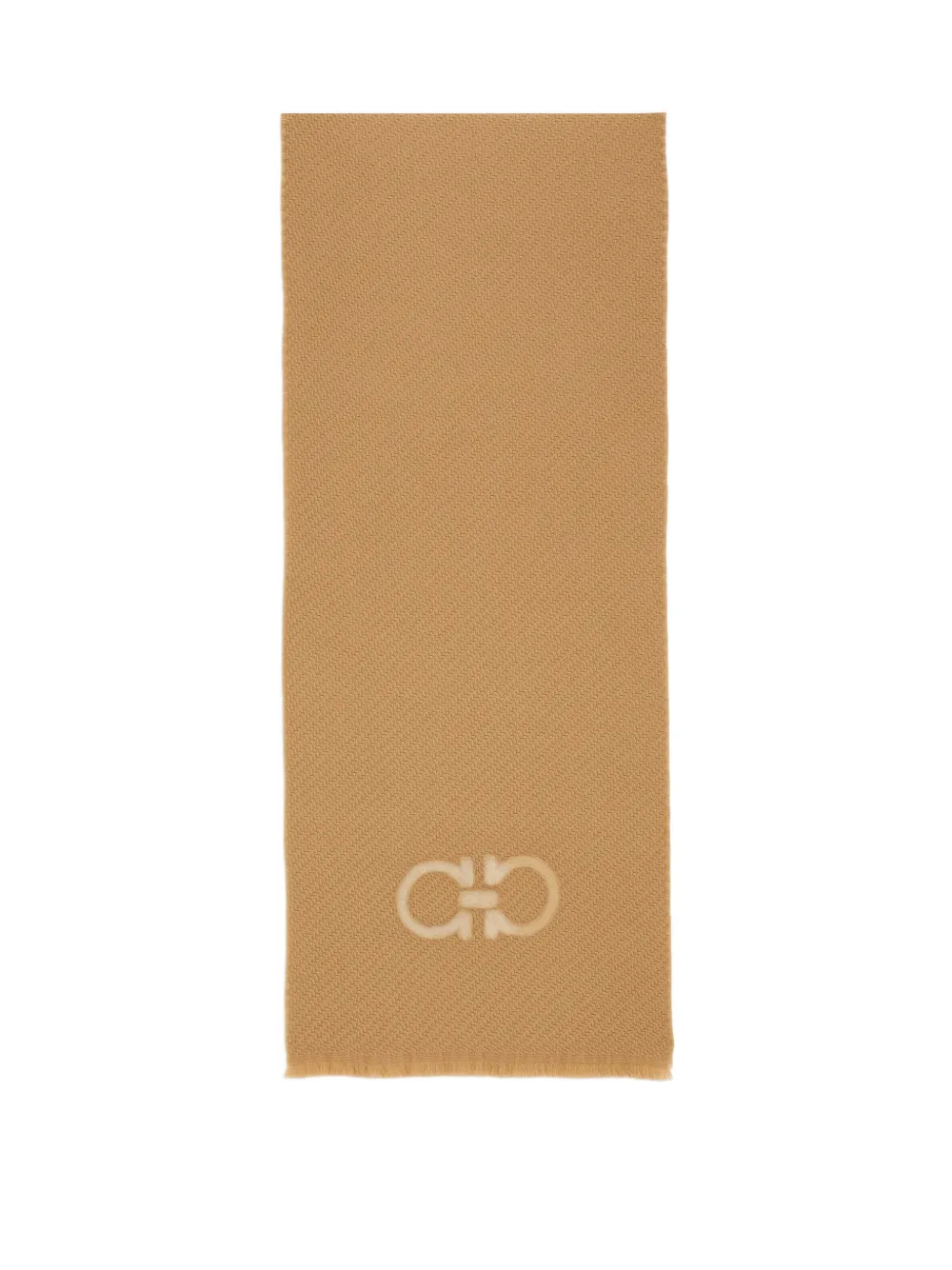 Ferragamo Gancini-motif Wool Scarf In Neutral