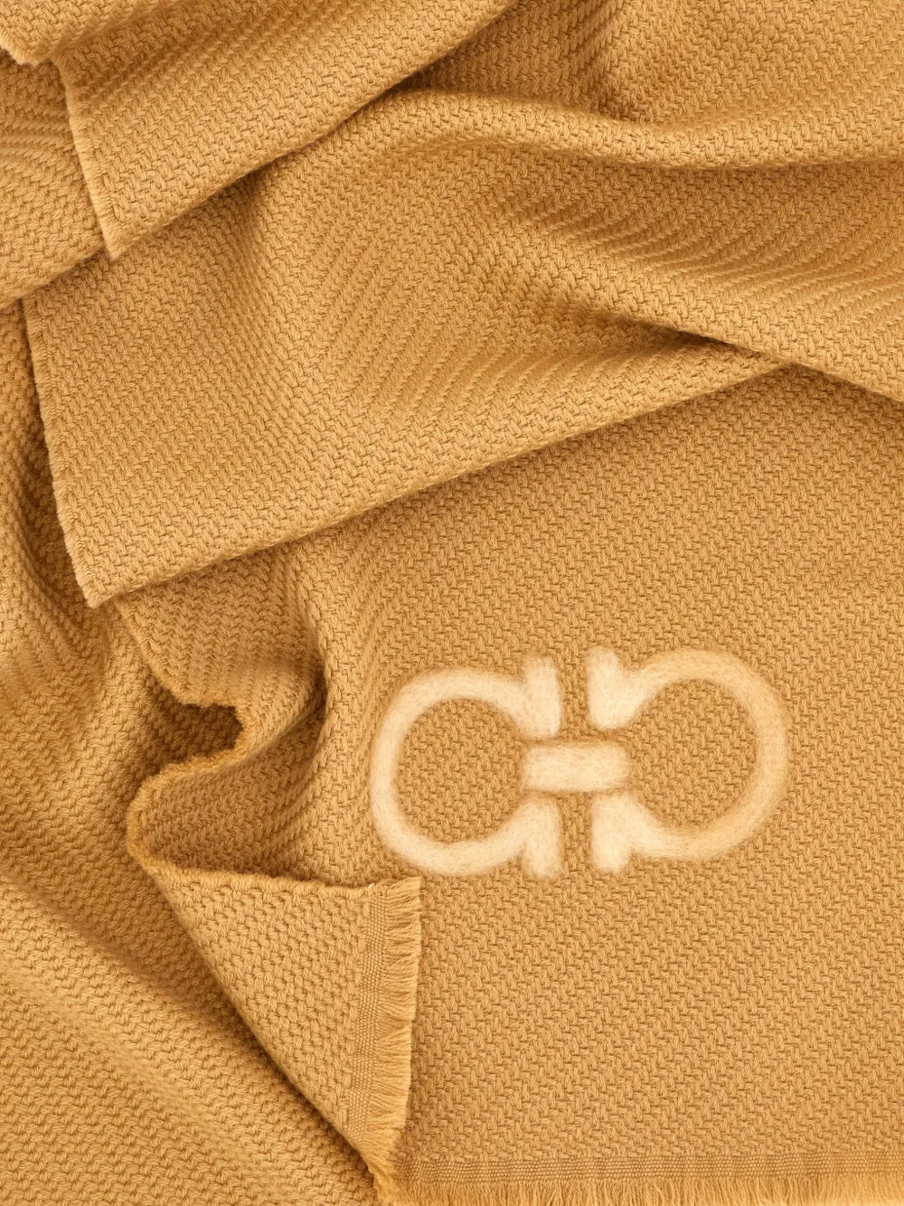 Ferragamo Gancini-motif Wool Scarf In Neutral