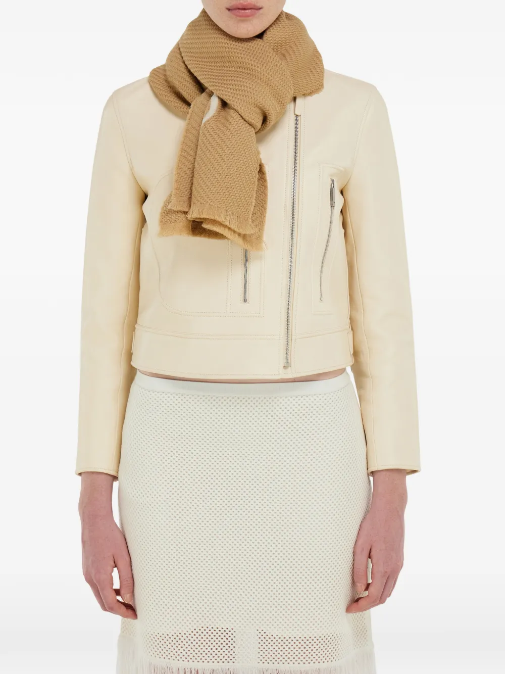 Ferragamo Gancini-motif wool scarf - Beige