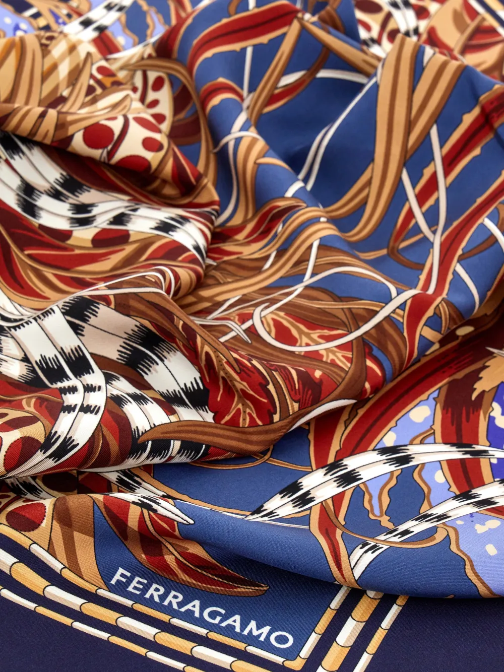 Ferragamo Rooster-print Silk Scarf In Multi