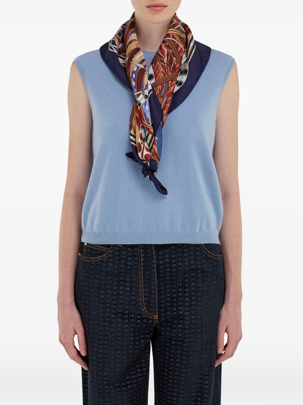 Ferragamo Rooster-print Silk Scarf In Multi