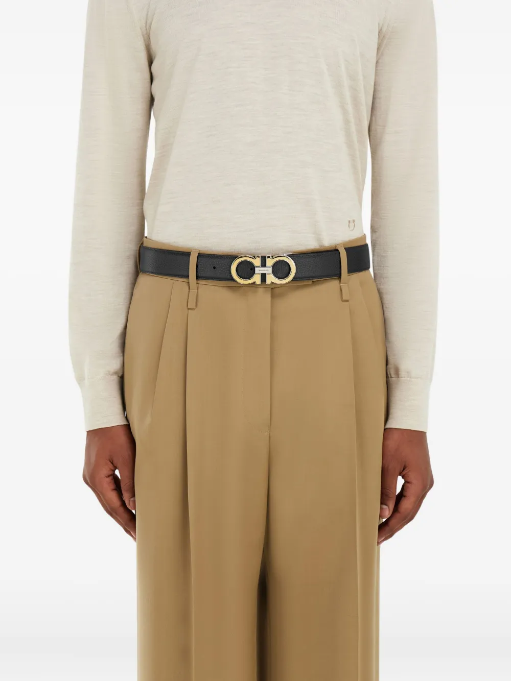 Ferragamo reversible gancini buckle belt - Zwart