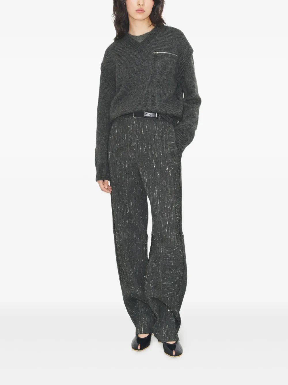 Tory Burch Broek van wolblend met vlakken - Grijs