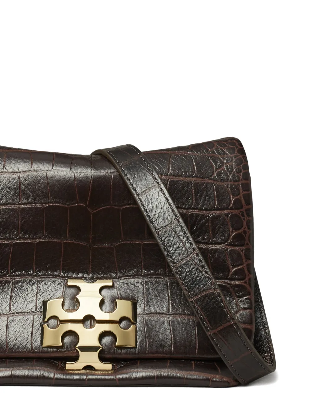 Tory Burch Charlie Leather Shoulder Bag In Brown