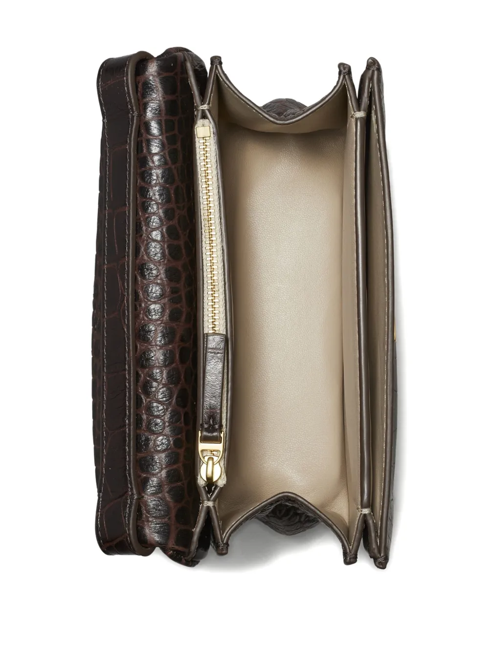 Tory Burch Charlie Leather Shoulder Bag In Brown
