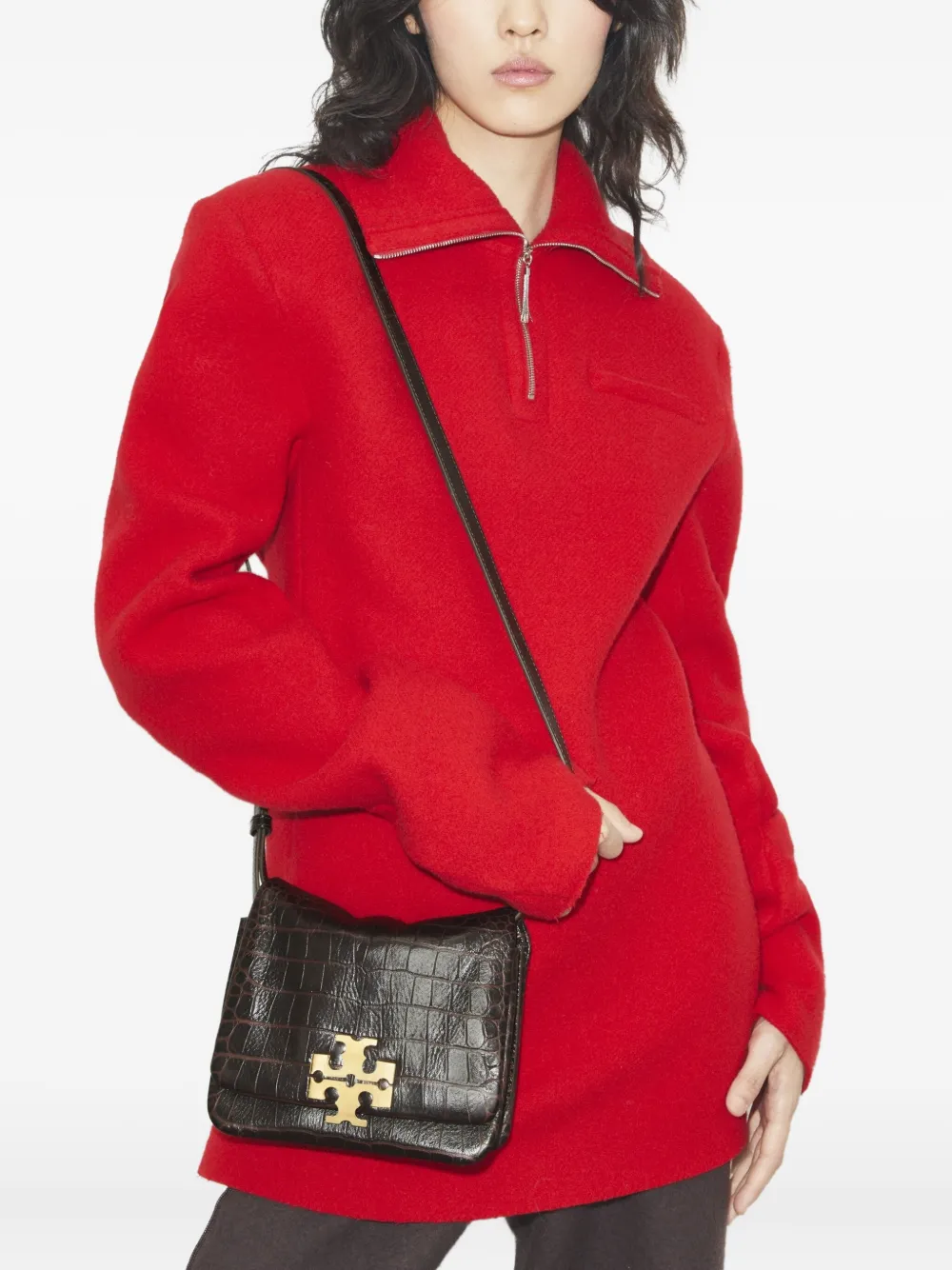 Tory Burch Charlie leather shoulder bag - Bruin