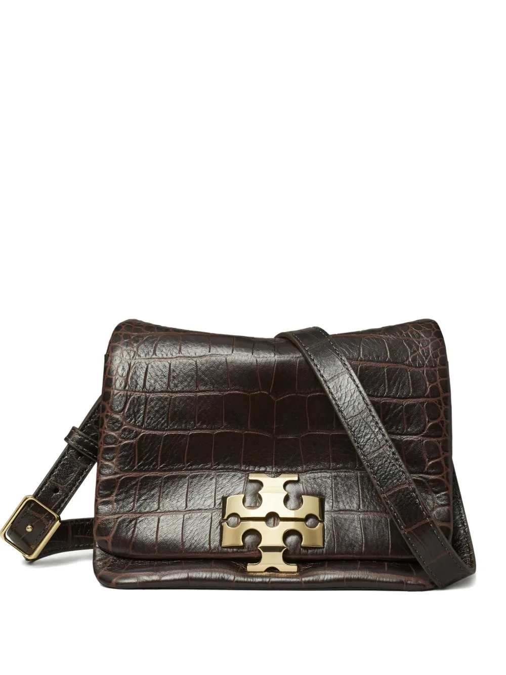 Tory Burch Charlie Leather Shoulder Bag In Brown