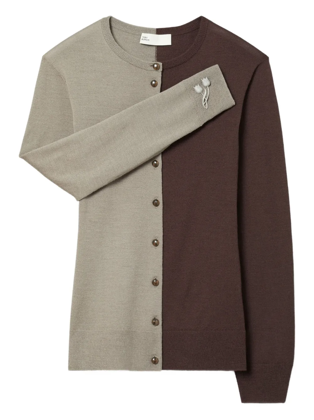 Tory Burch Wollen vest met colourblocking Grijs