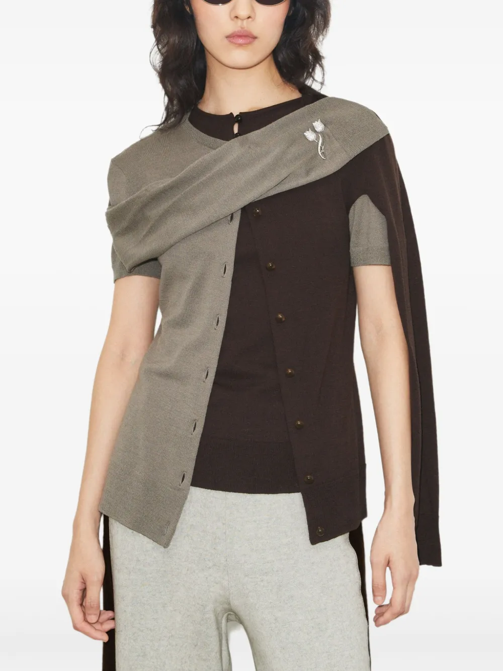 Tory Burch Wollen vest met colourblocking Grijs