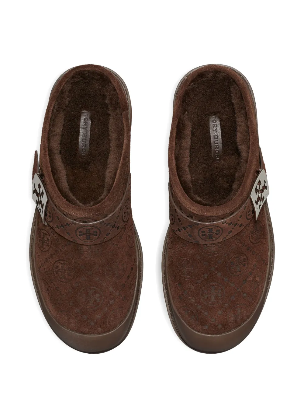 Tory Burch Mellow Shearling Platform Mule In Brown
