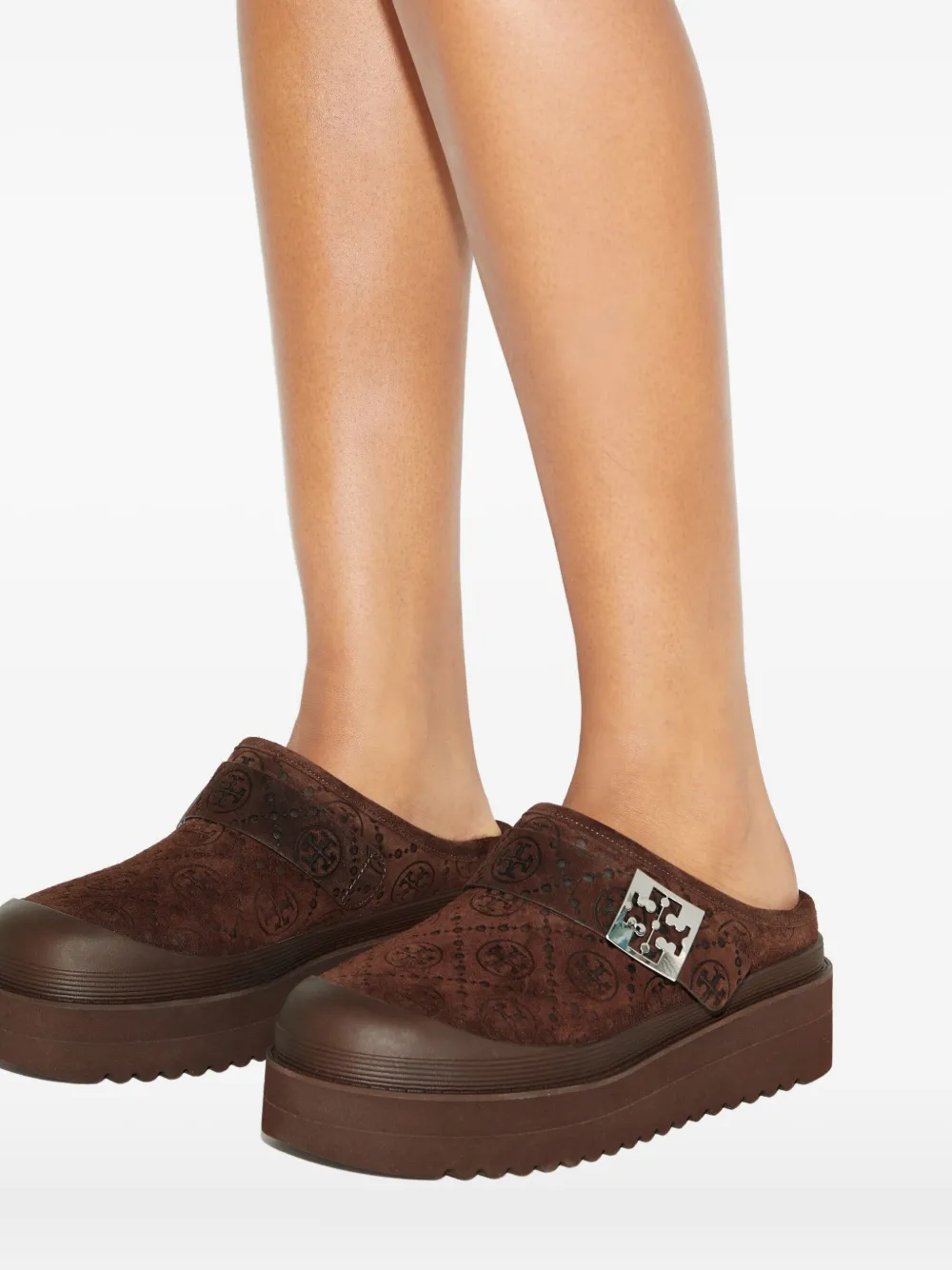 Tory Burch Mellow Shearling Platform Mule In Brown