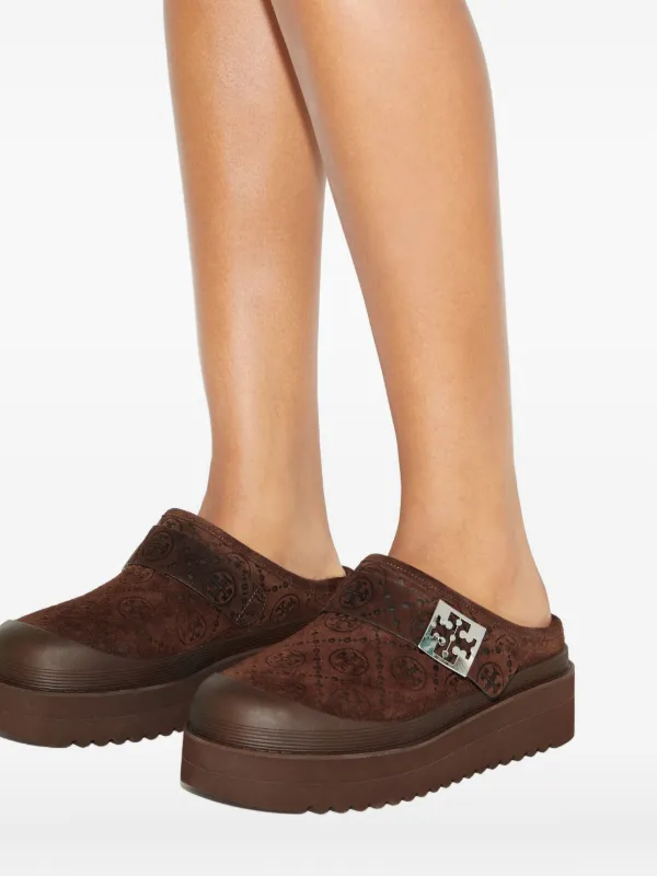 Tory Burch Mellow Shearling Platform Mules | Brown | FARFETCH