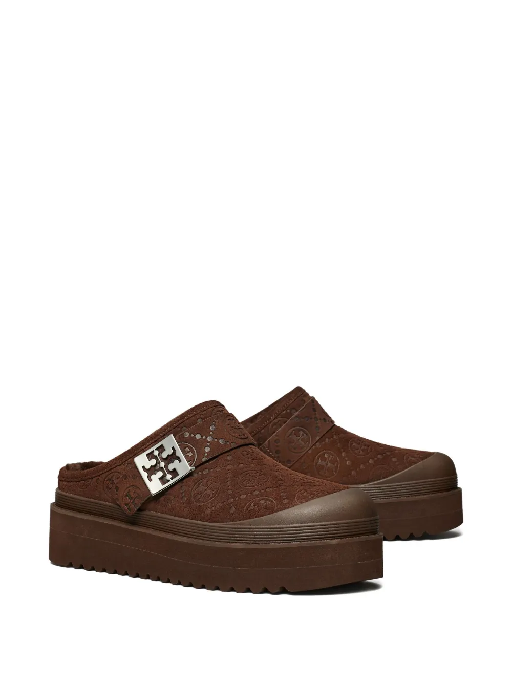 Tory Burch Mellow Shearling Platform Mule In Brown