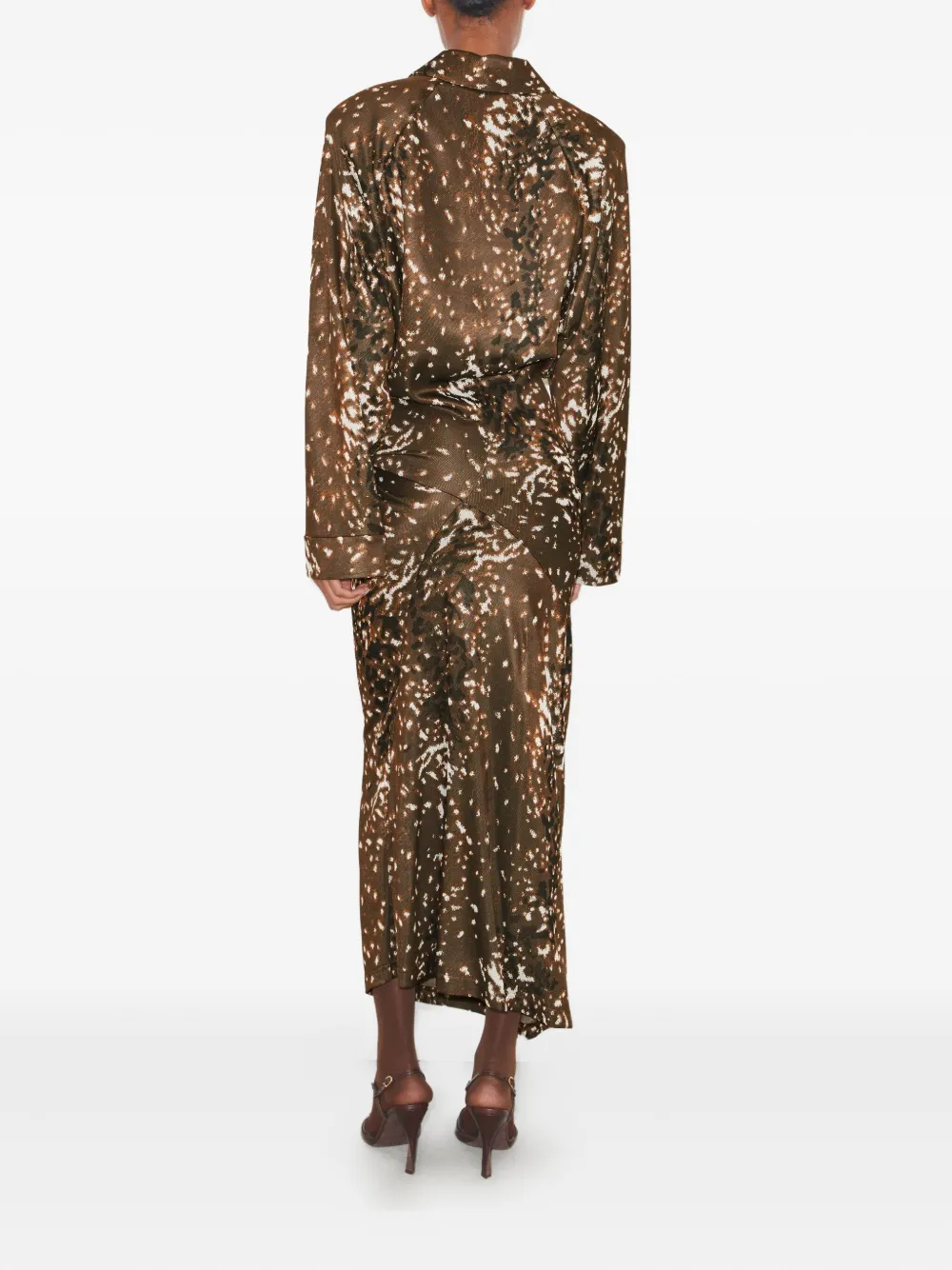 abstract print long sleeves dress