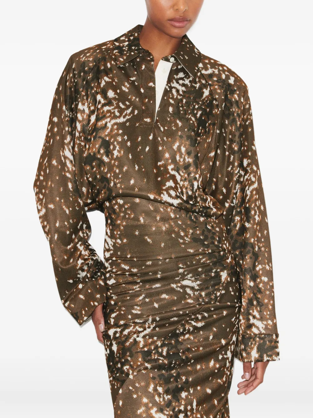 abstract print long sleeves dress