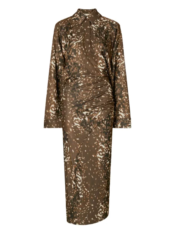 Tory Burch Abstract Print Long Sleeves Dress | Brown | FARFETCH GE