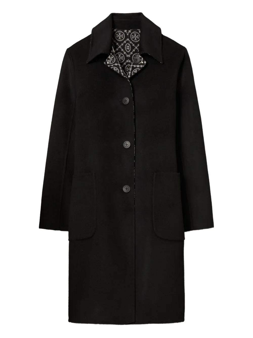 Tory Burch ジャカード モノグラム ウールコート - ブラック Tory Burch ジャカード モノグラム ウールコート - ブラック