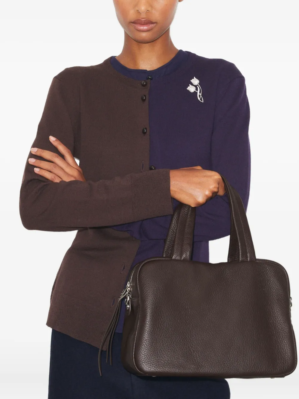 Tory Burch Minimalist leather tote bag - Bruin