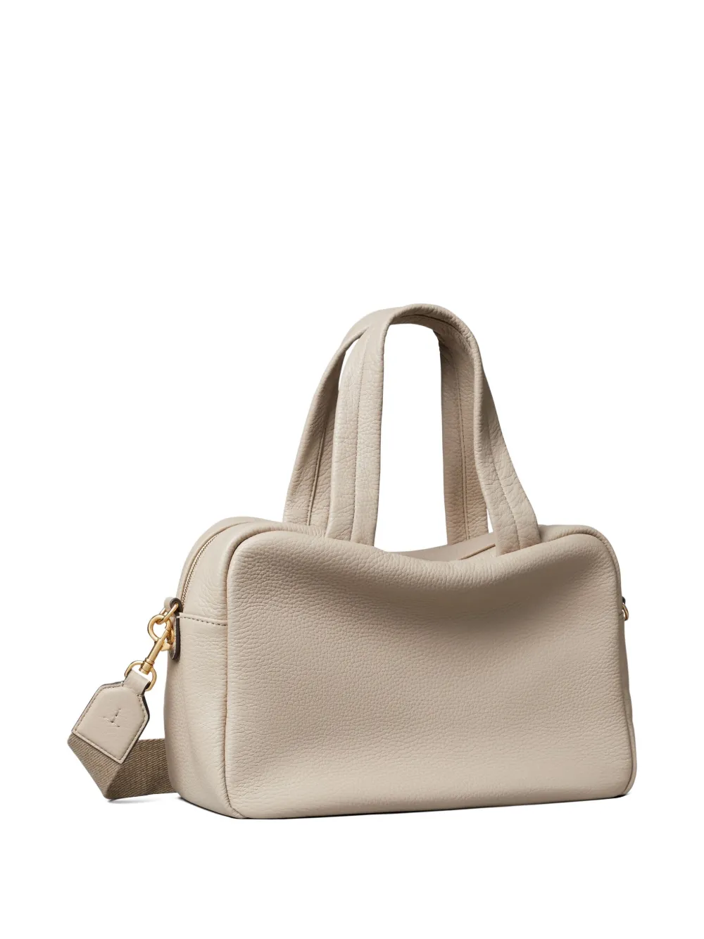 Tory Burch Zip Leather Tote Bag In Gray