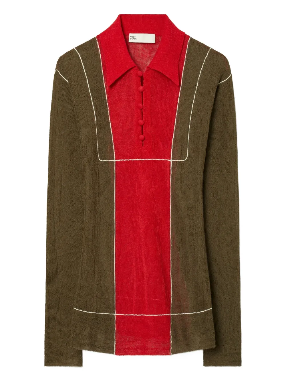 Tory Burch Colour-block Wool Polo Shirt In Multi