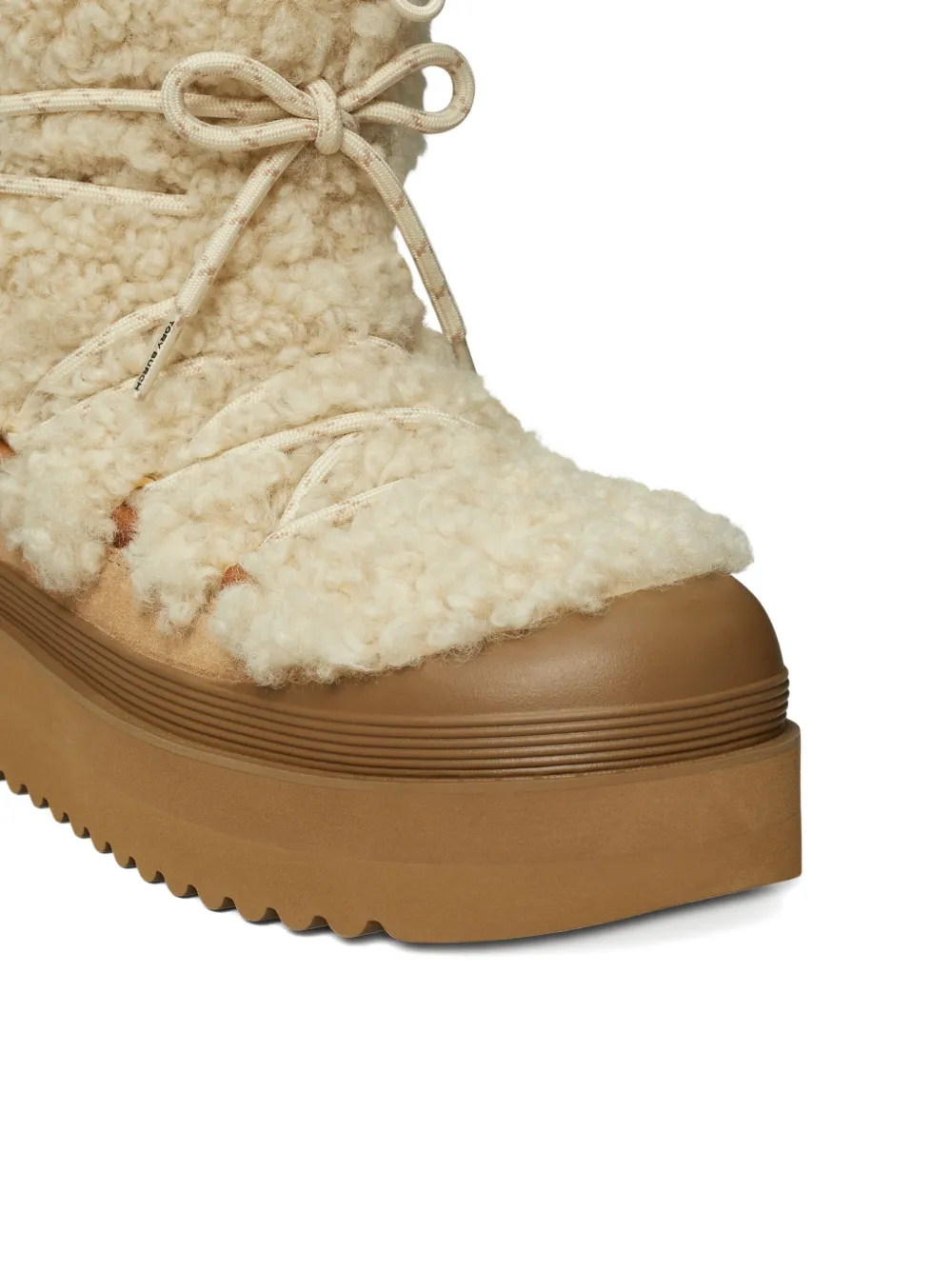 Tory Burch Shearling Lace-up Boot In Neutral