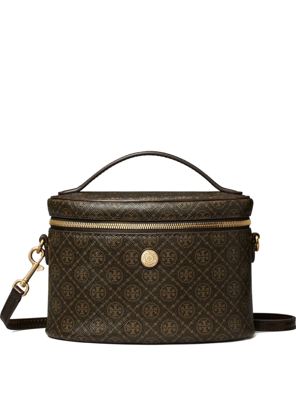 Tory Burch T Monogram Coated Canvas Soft Vanity Case In Brown