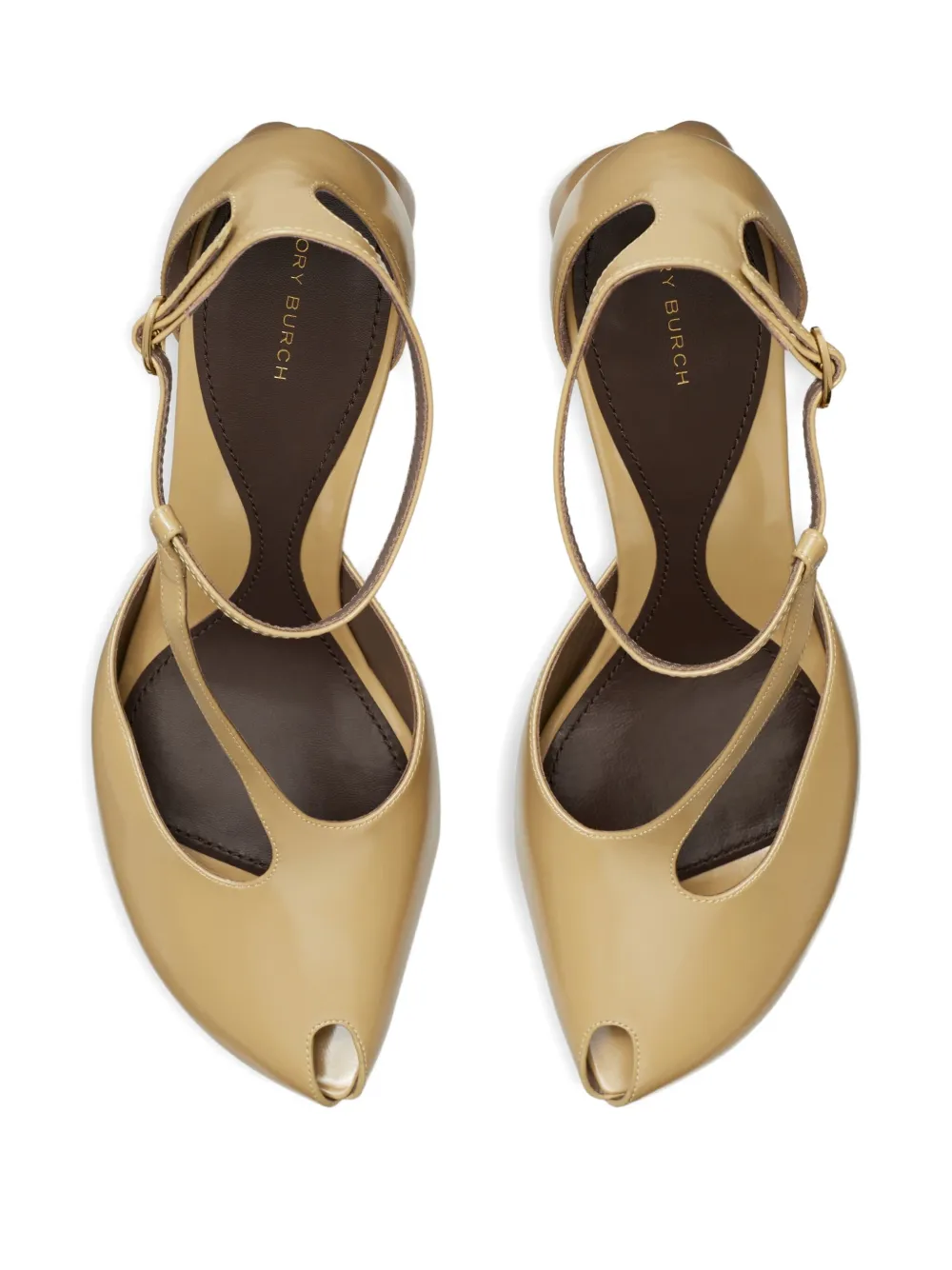 Tory Burch 90 mm schoenen met open neus en T-bandje Bruin