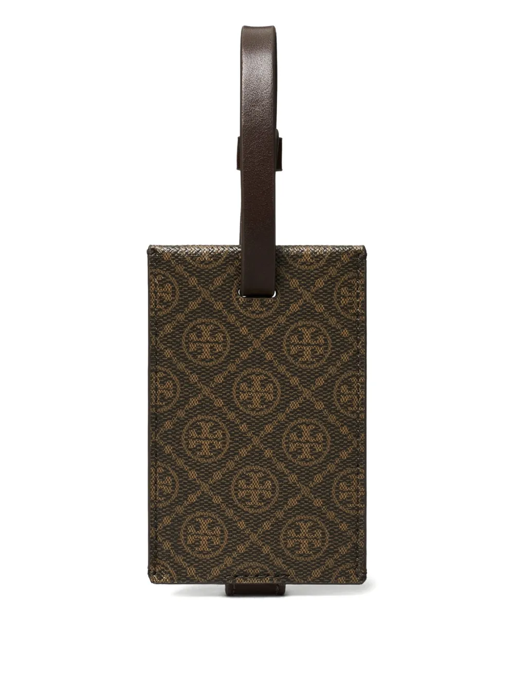 Tory Burch Monogram Coated Canvas Luggage Tag Accessories In Brown