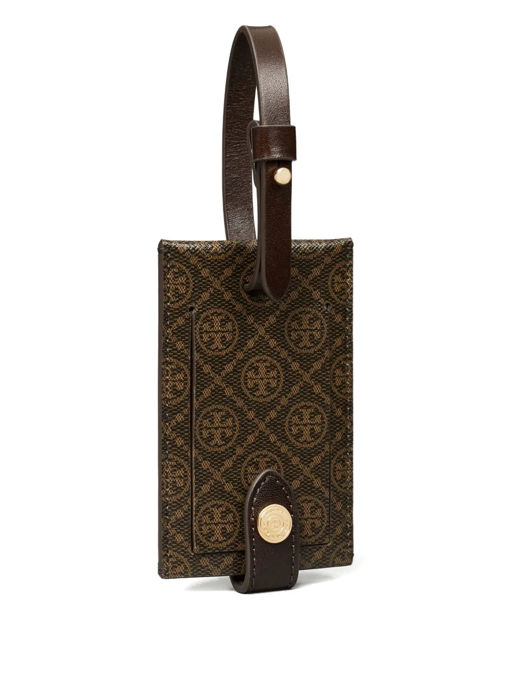 Tory Burch Monogram Coated Canvas Luggage Tag Accessories In Brown