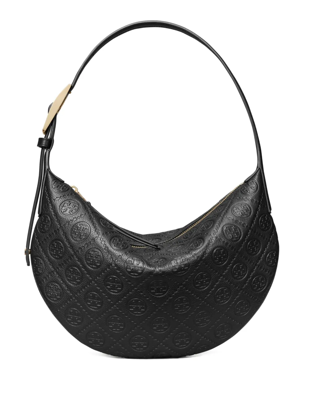 Tory Burch T Monogram Balloon Small Pebble Shoulder Bag In Black