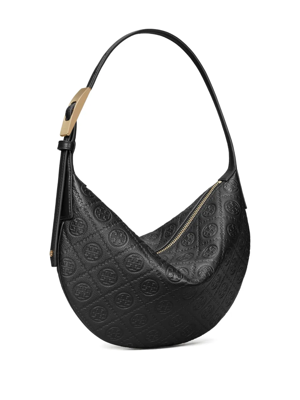 Tory Burch T Monogram Balloon Small Pebble Shoulder Bag In Black