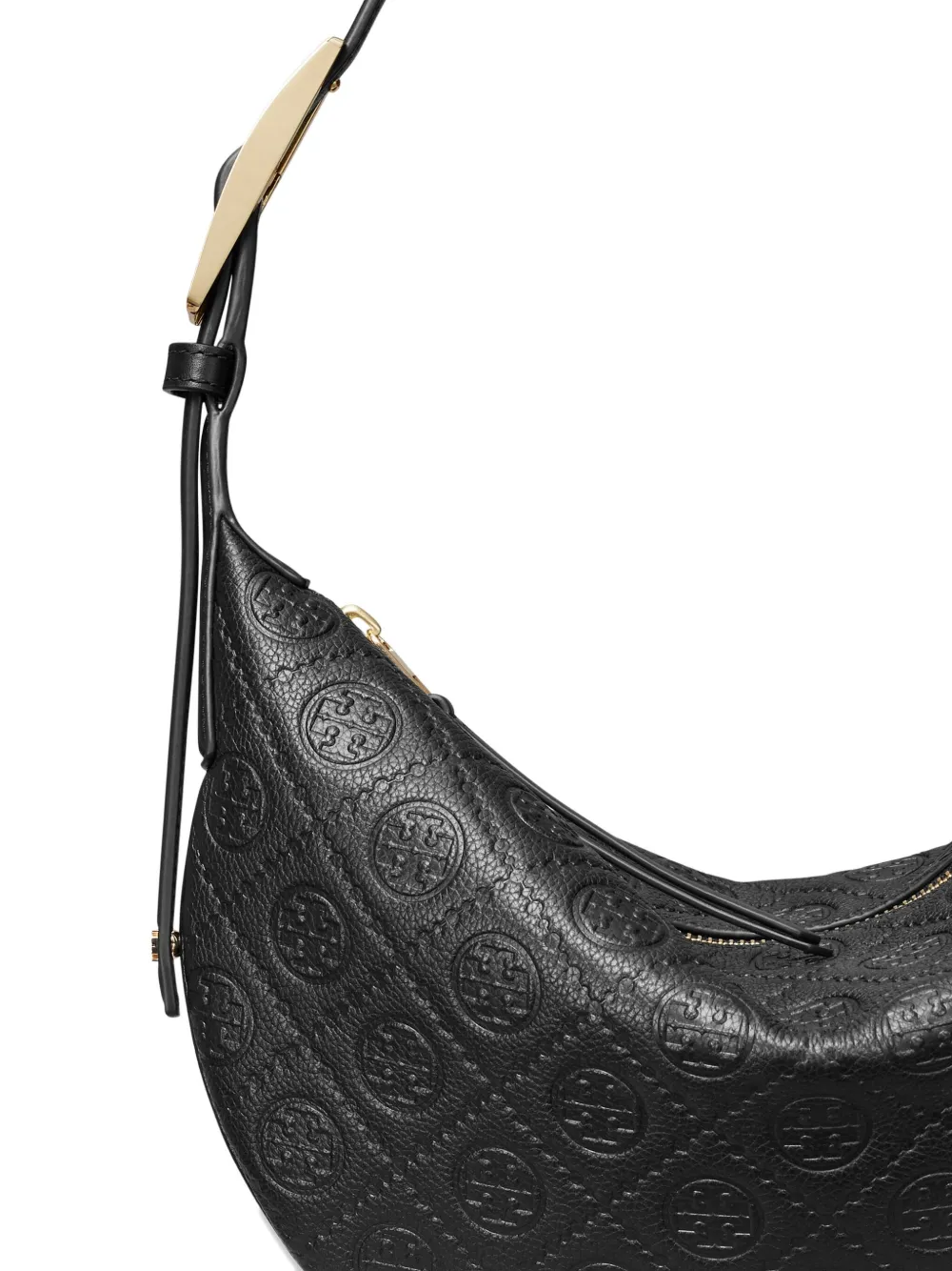 Tory Burch T Monogram Balloon Small Pebble Shoulder Bag In Black