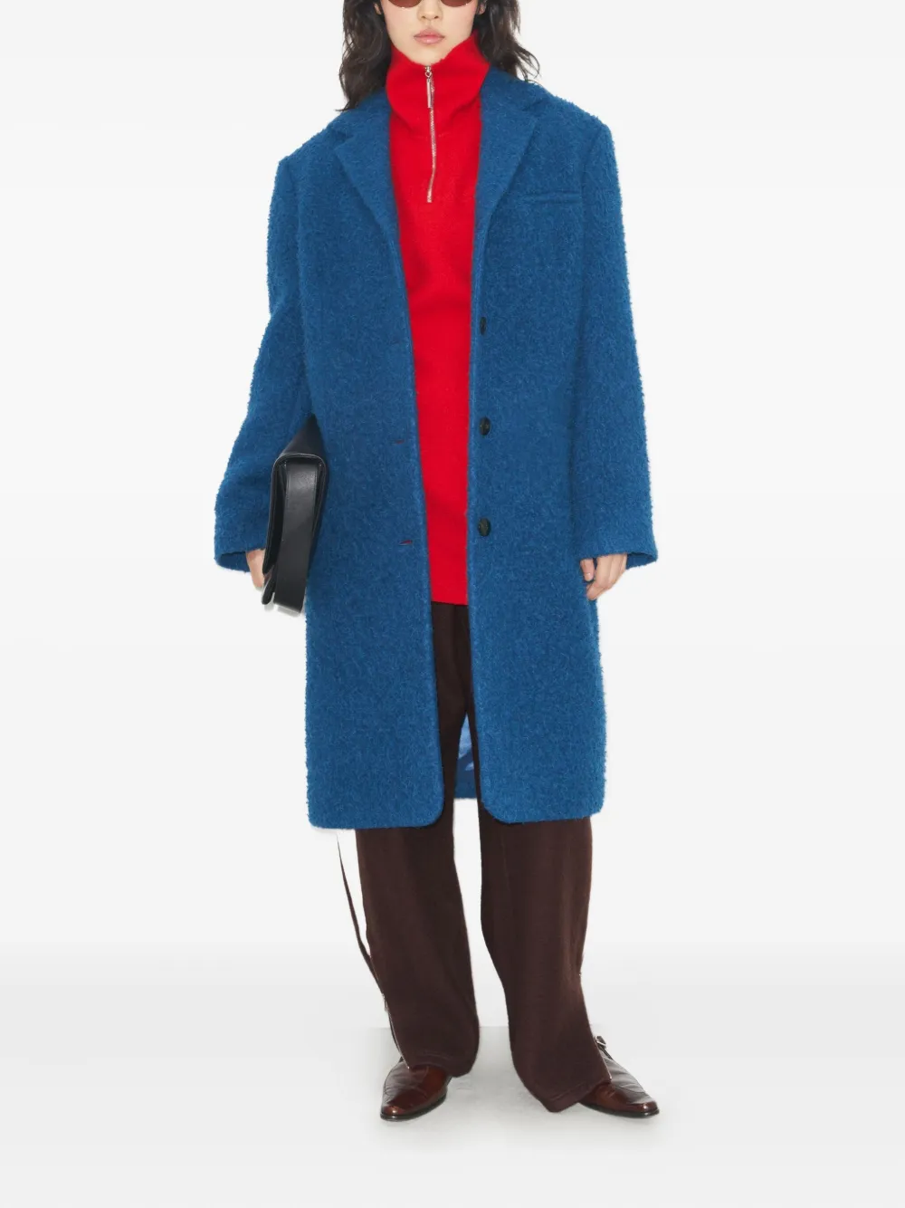 Tory Burch Button Wool Coat In Blue