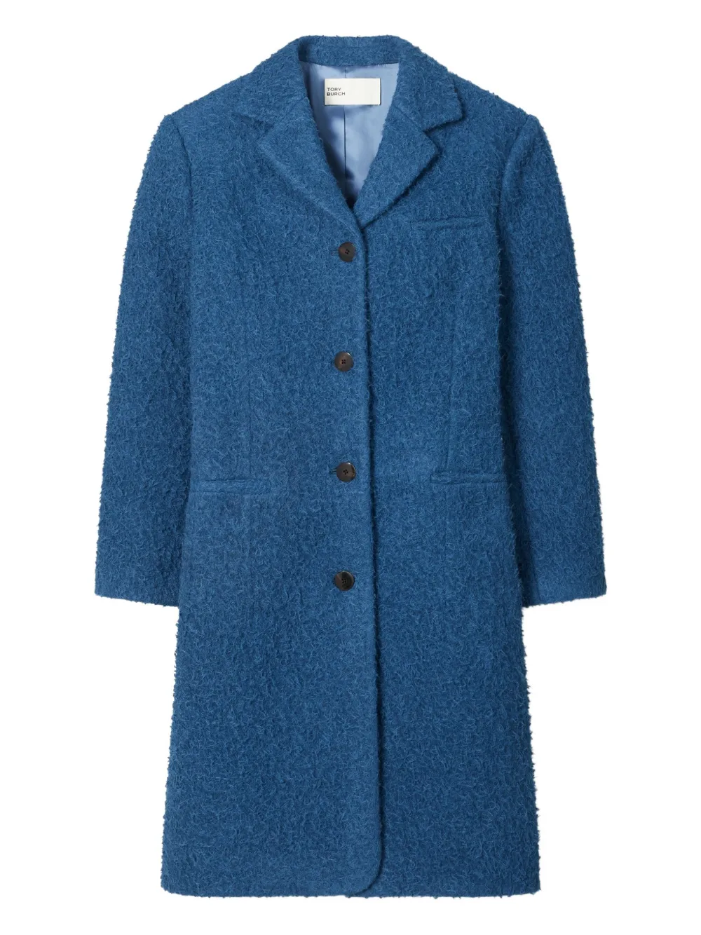 Tory Burch Button Wool Coat In Blue