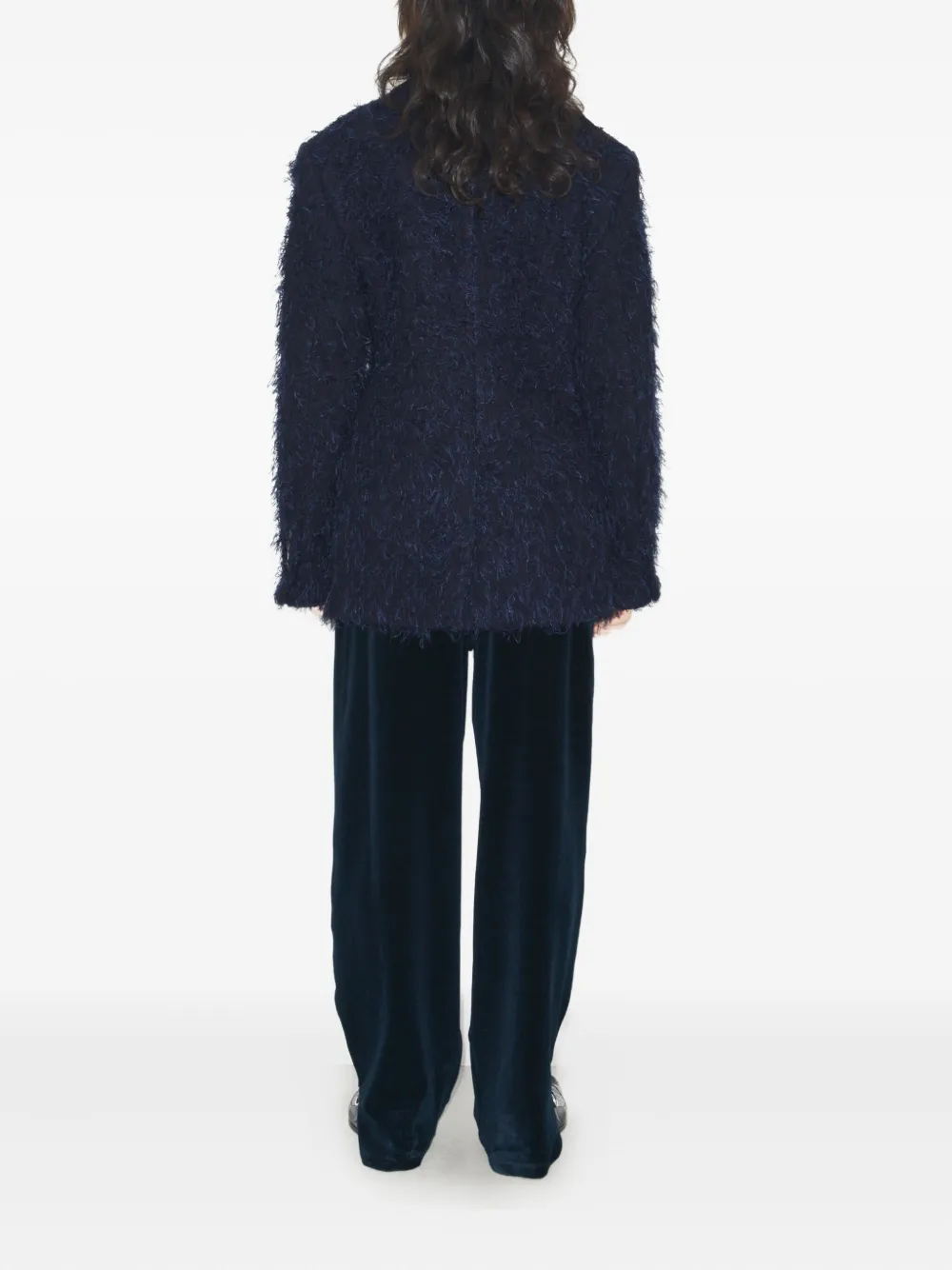  Tory Burch Textured Wool Blazer - Blue 