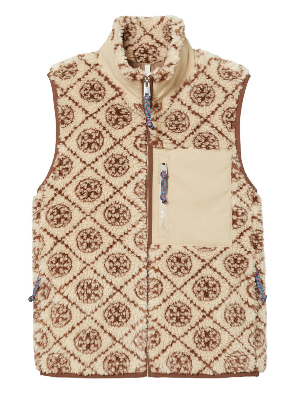 Tory Burch Monogram Fleece Jacket In Brown