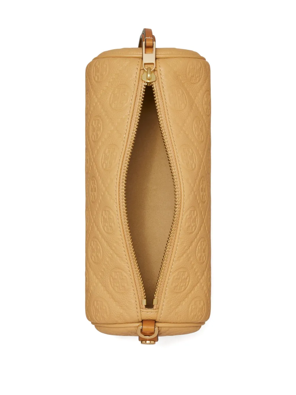 Tory Burch Cilindervormige bewerkte crossbodytas met monogram Bruin