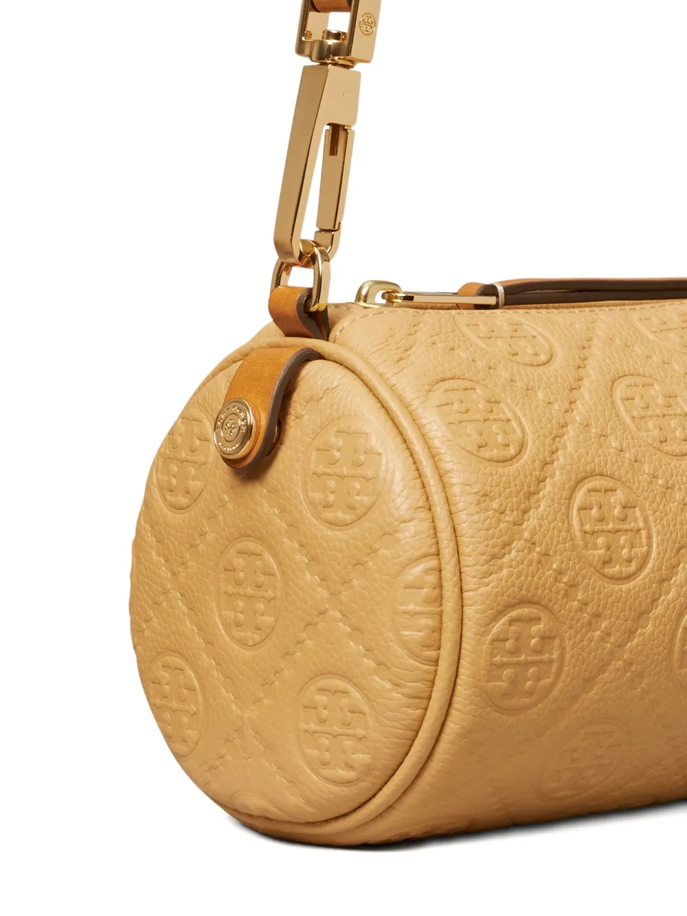 Tory Burch Cilindervormige bewerkte crossbodytas met monogram Bruin