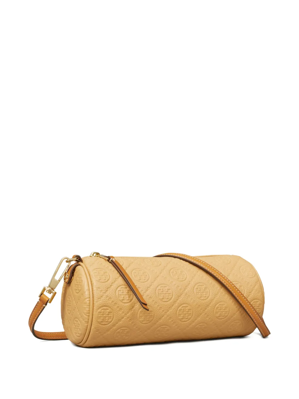 Tory Burch Cilindervormige bewerkte crossbodytas met monogram Bruin