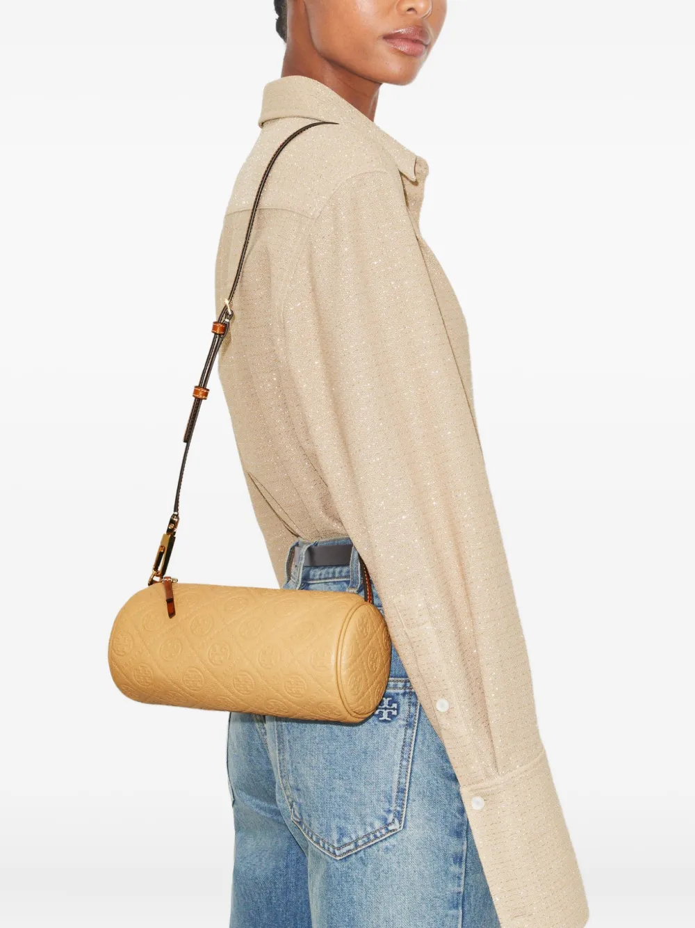 Tory Burch monogram pebble cylinder cross body bag | Image 2