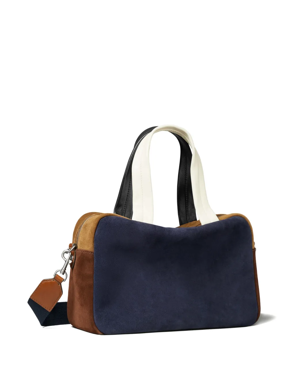 Tory Burch Colorblock Suede Satchel Bag In Blue