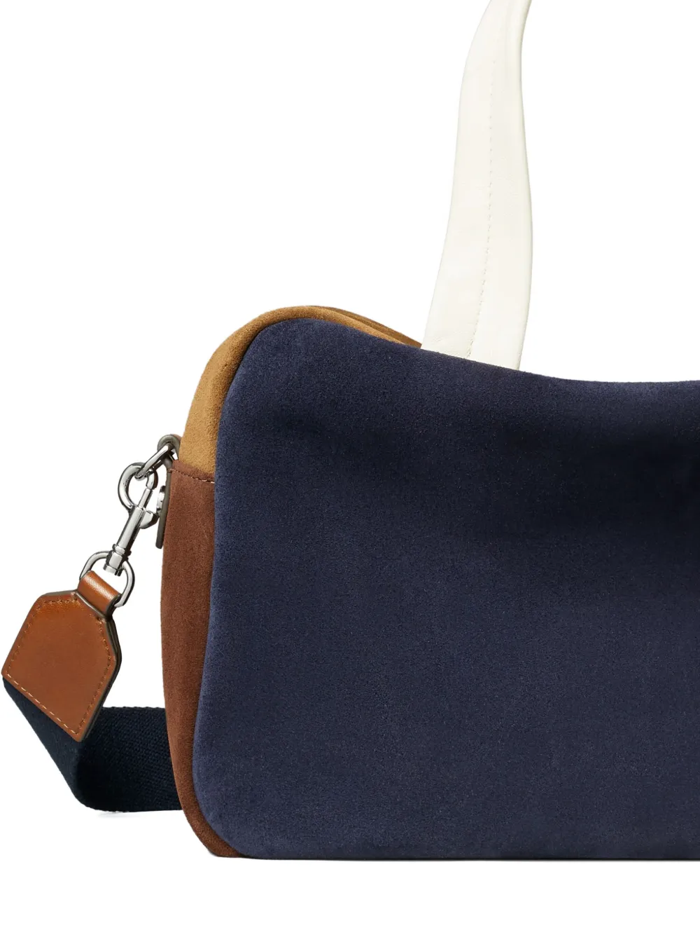Tory Burch Colorblock Suede Satchel Bag In Blue