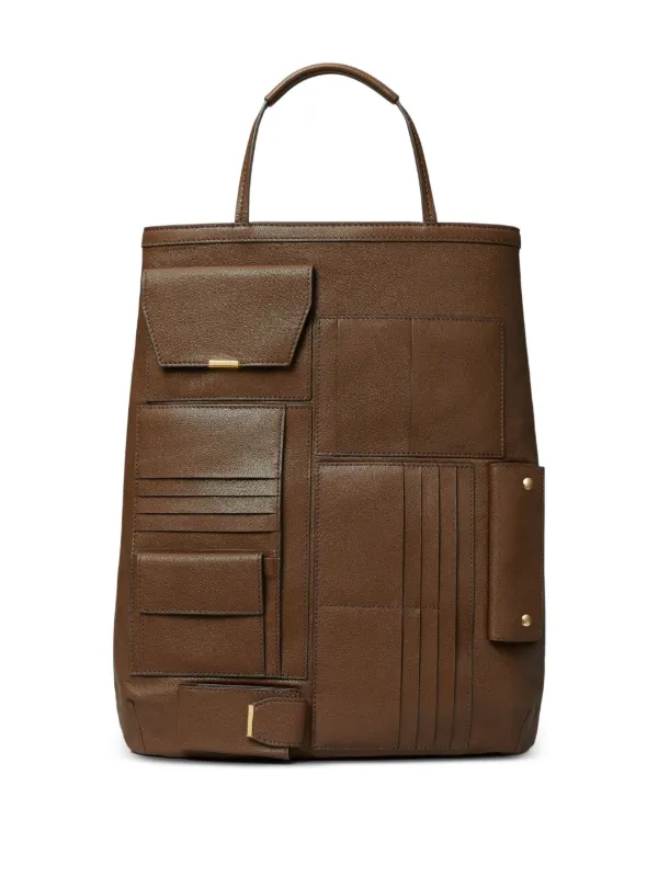 Tory Burch ブラウンレザートートバッグ Tory Burch Multi Pocket Tote Bag | Brown | FARFETCH