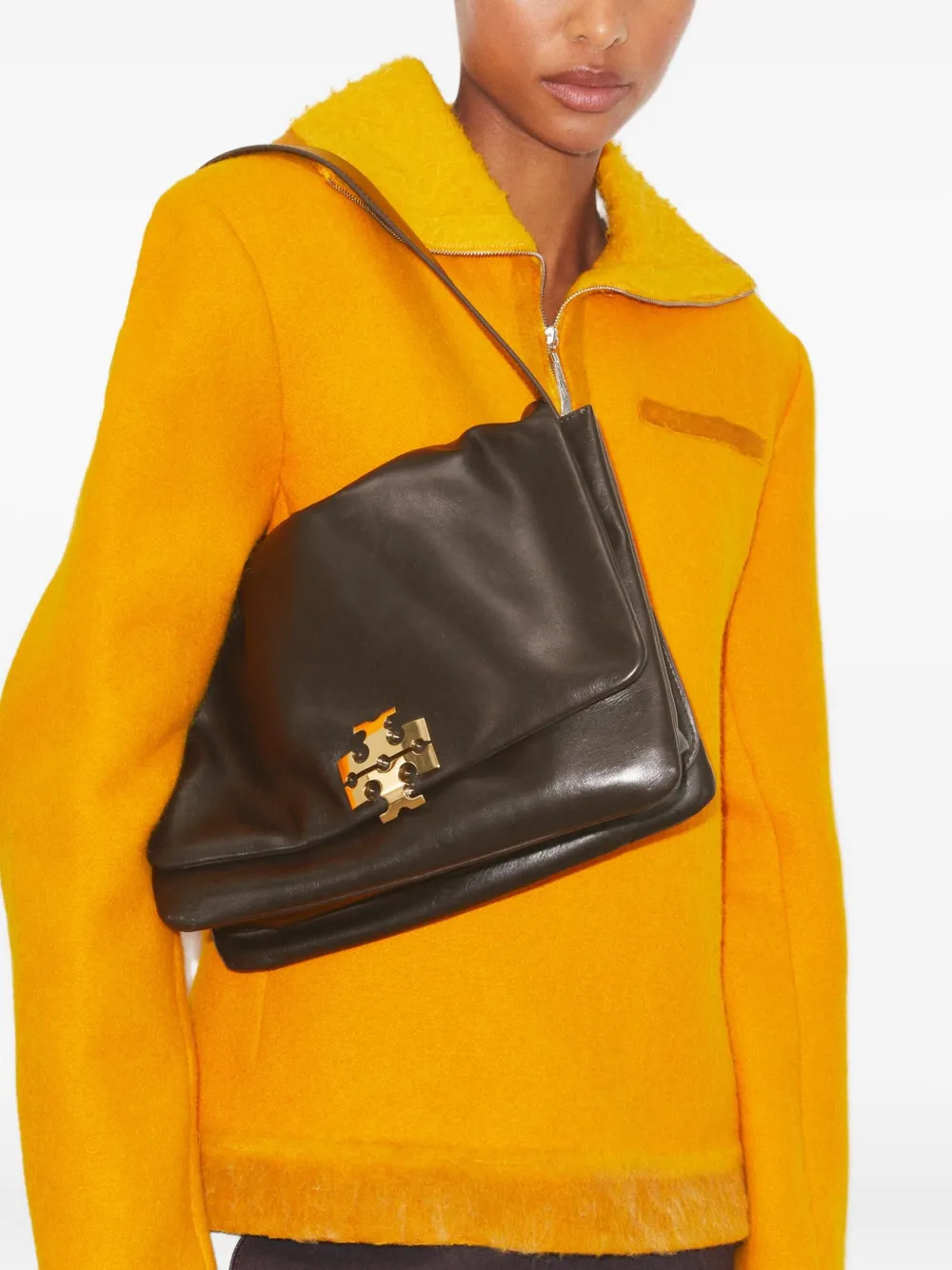 Tory Burch Grote Charlie schoudertas met logo Bruin