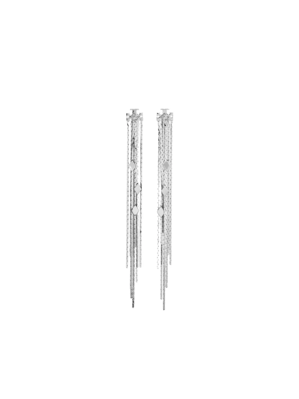 Tory Burch Front-back Chain Earrings In White