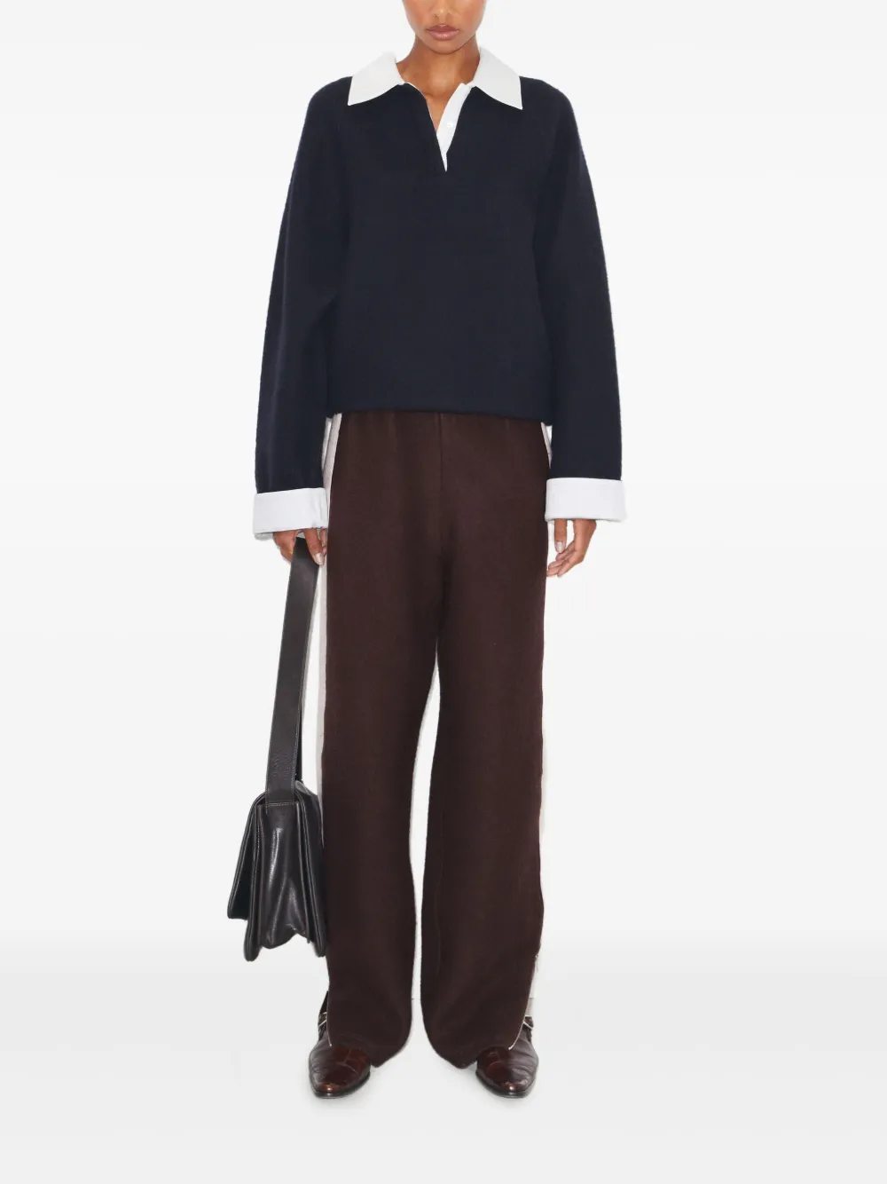 Tory Burch Gestreepte jersey broek met rits - Bruin
