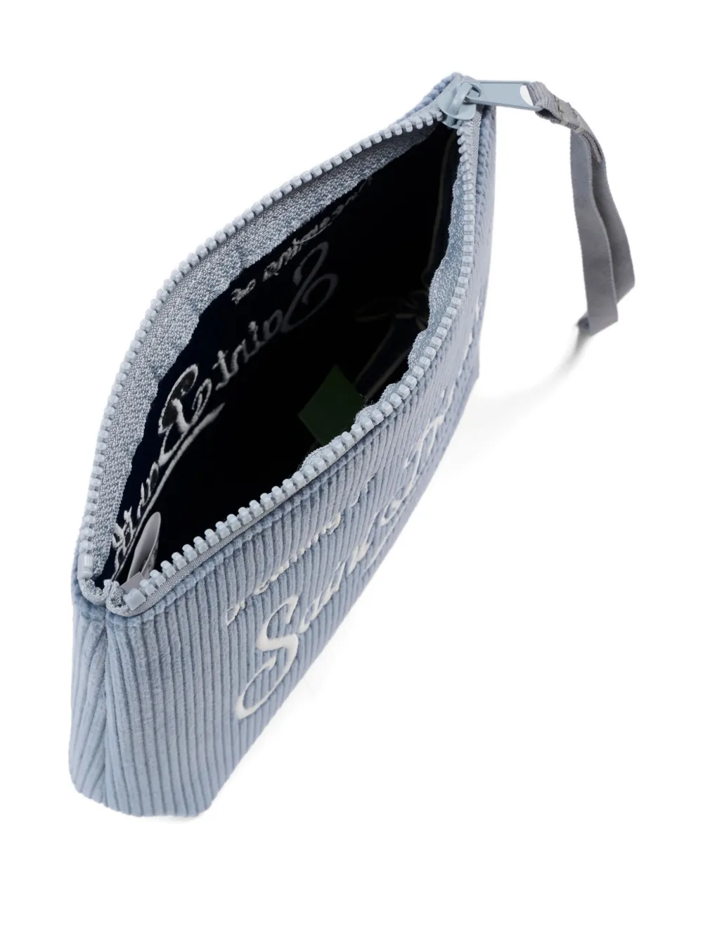 Mc2 Saint Barth Corduroy Embroidered Pouch In Blue
